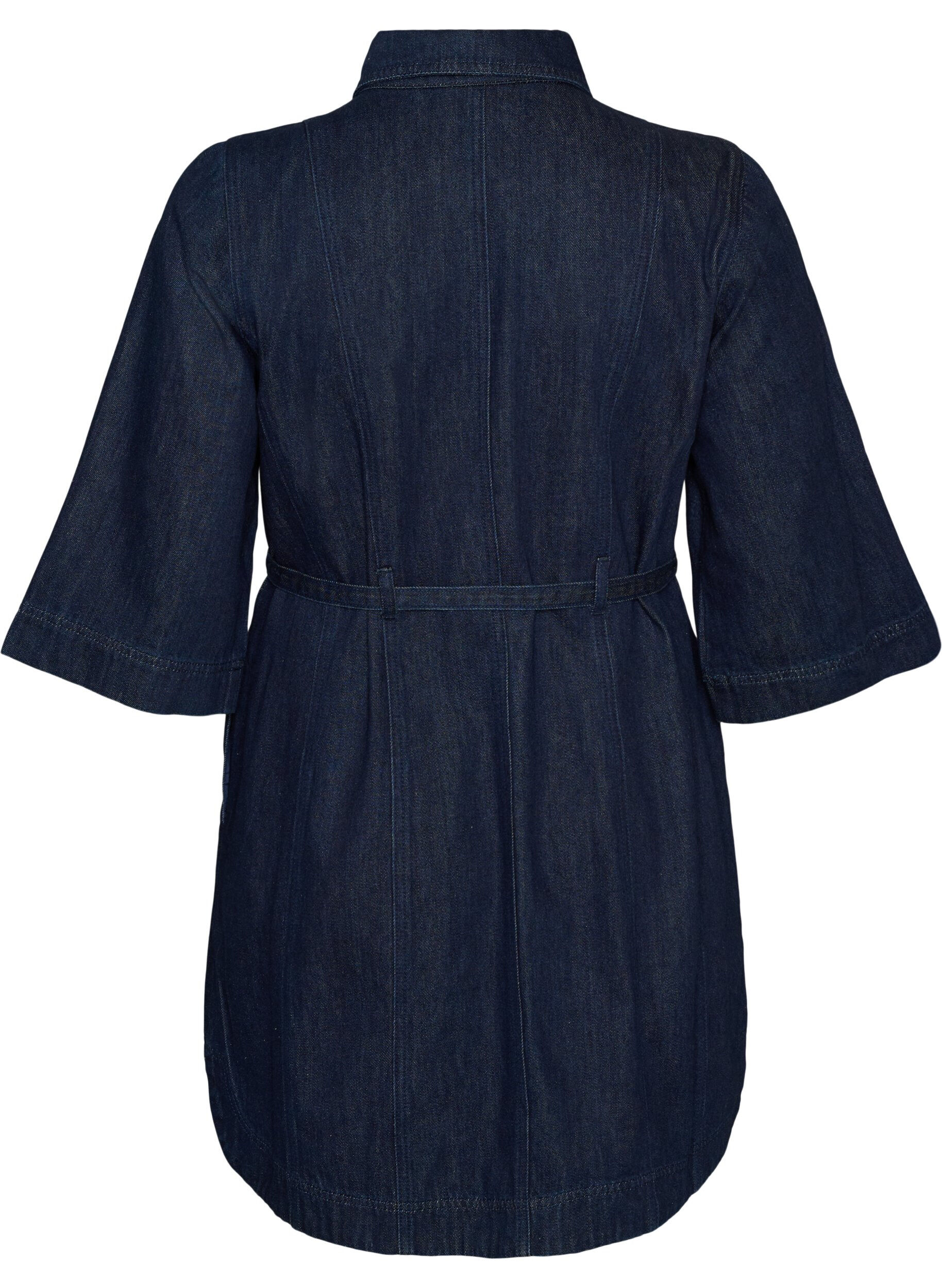 ZizziRobe en jean avec ceinture et manches 3/4, Bleu, Packshot image number 1