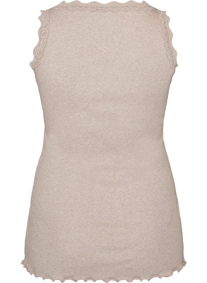 Top c&ocirc;tel&eacute; avec dentelle, Beige, Packshot image number 1