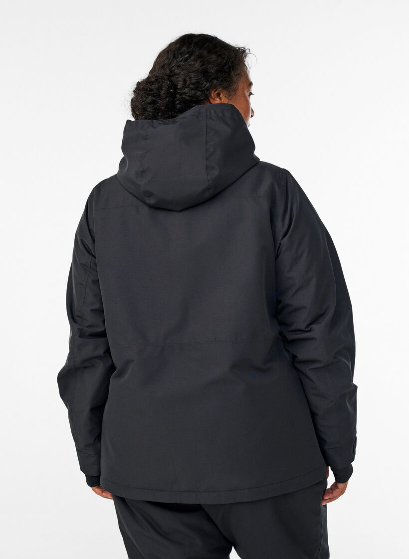 Veste de ski avec capuche et poches zipp&eacute;es, Noir, Model image number 2