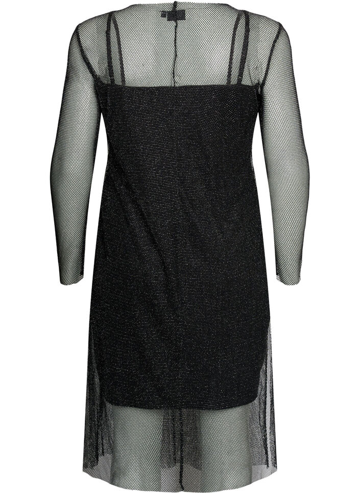 Robe filet à manches longues, Black w. Silver, Packshot image number 1