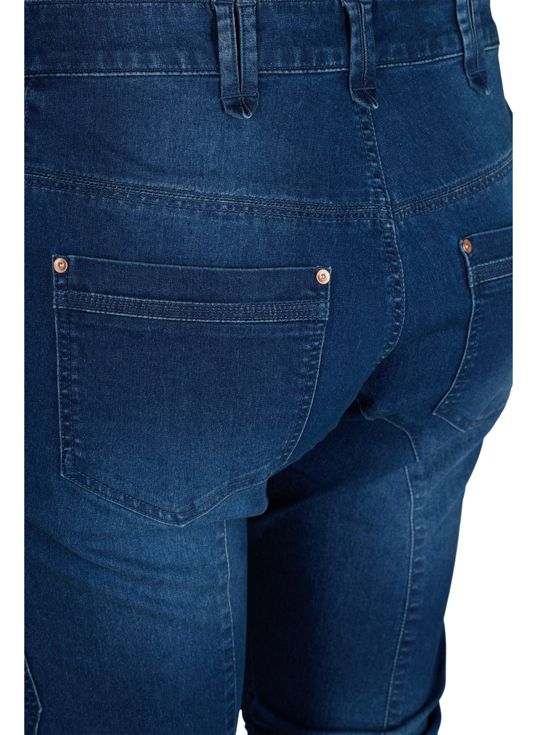 Zizzi Jean capri coupe slim avec poches, Bleu, Packshot image number 3