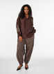 Chemise en viscose avec manches brod&eacute;es, Marron, Model image number 1