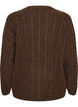 Blouse en maille torsad&eacute;e avec col en V, Marron, Packshot image number 1