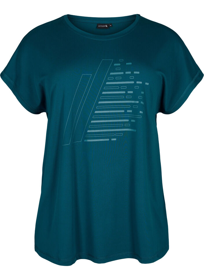 T-shirt d'entraînement à manches courtes avec impression, Deep Teal/Pacific, Packshot image number 0