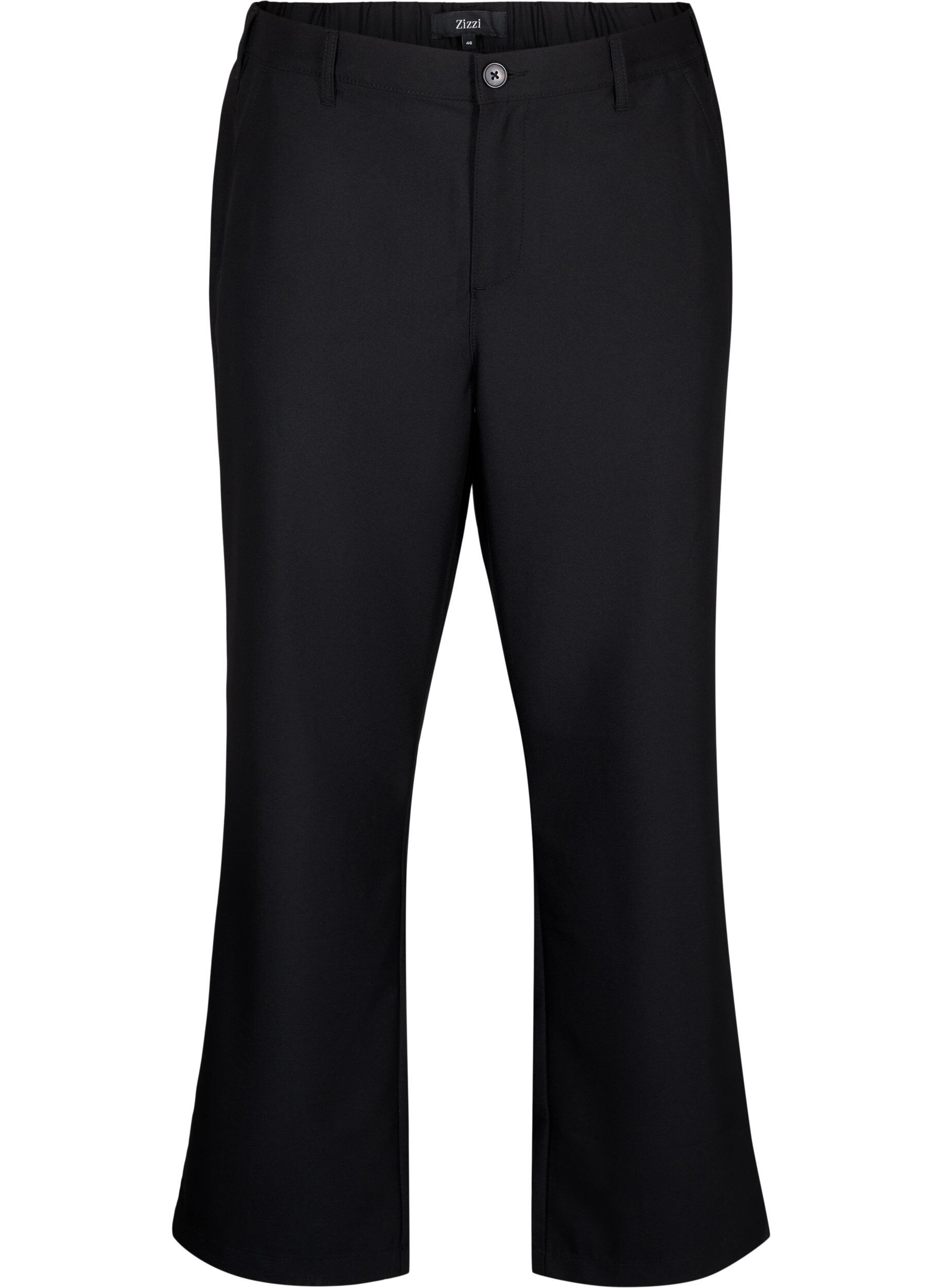 Zizzi Pantalon coupe droite &agrave; taille haute, Black, Packshot image number 0