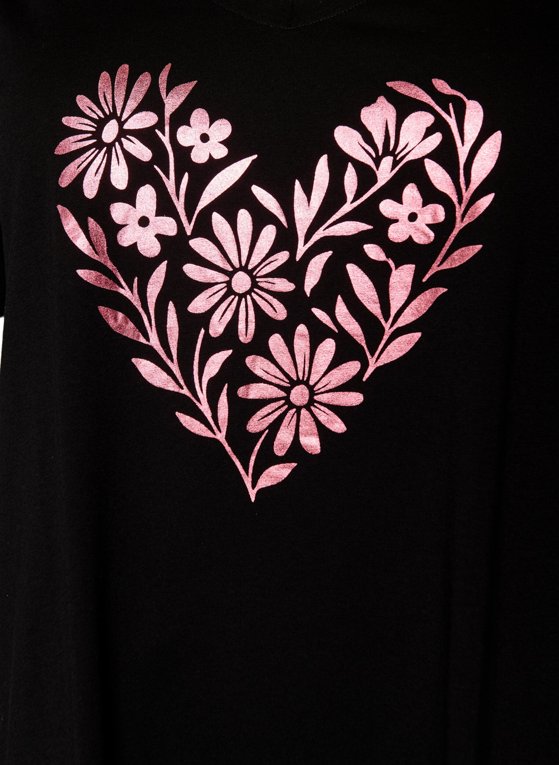 ZizziChemise de nuit en coton biologique et &agrave; col en V, Noir, Packshot image number 2