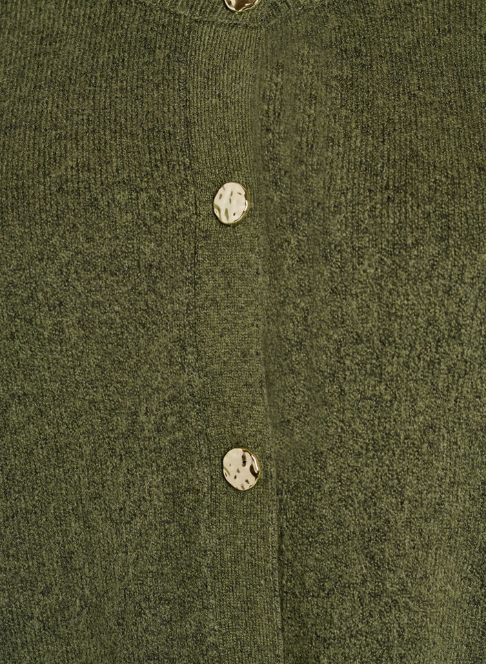 Cardigan en maille douce avec boutons dor&eacute;s, Vert fonc&eacute;, Packshot image number 2