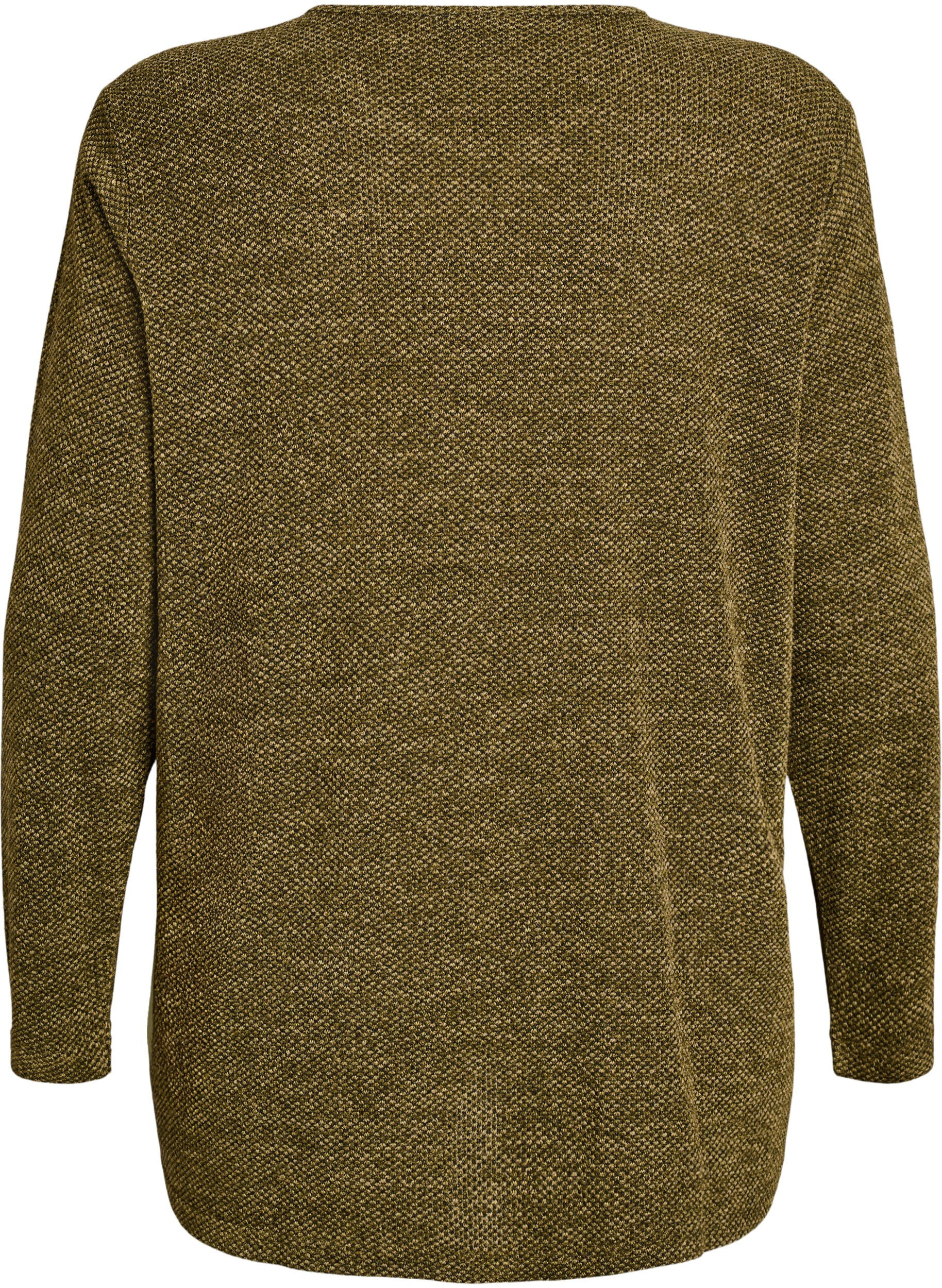 Zizzi Blouse &agrave; manches longues avec texture, Vert, Packshot image number 1