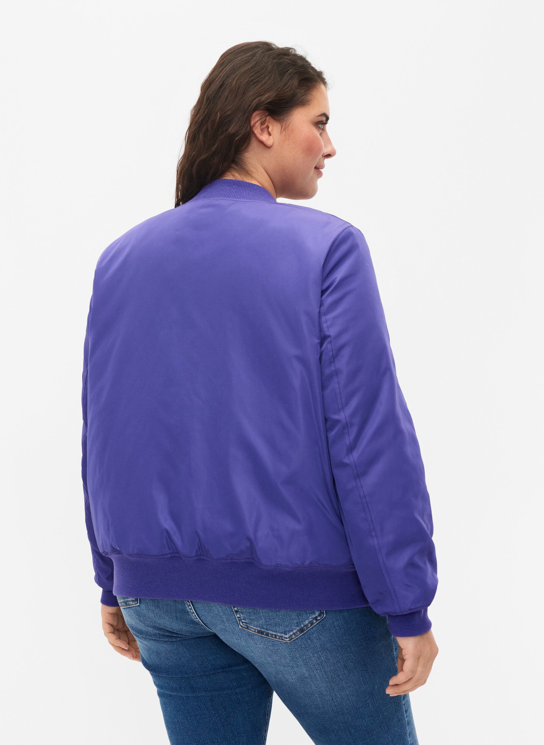Zizzi Blouson bombardier avec fermeture &eacute;clair, Purple Opulence, Model image number 1