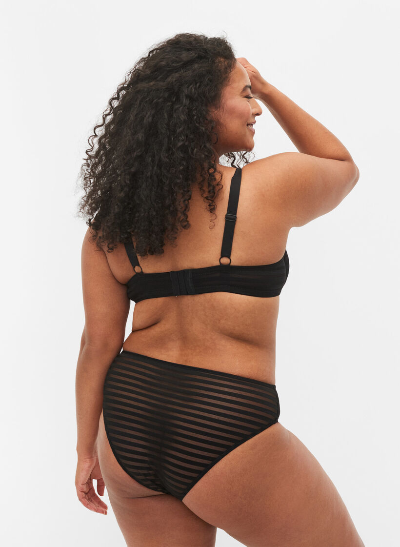 culotte tai rayé à taille régulière, Black, Model image number 1