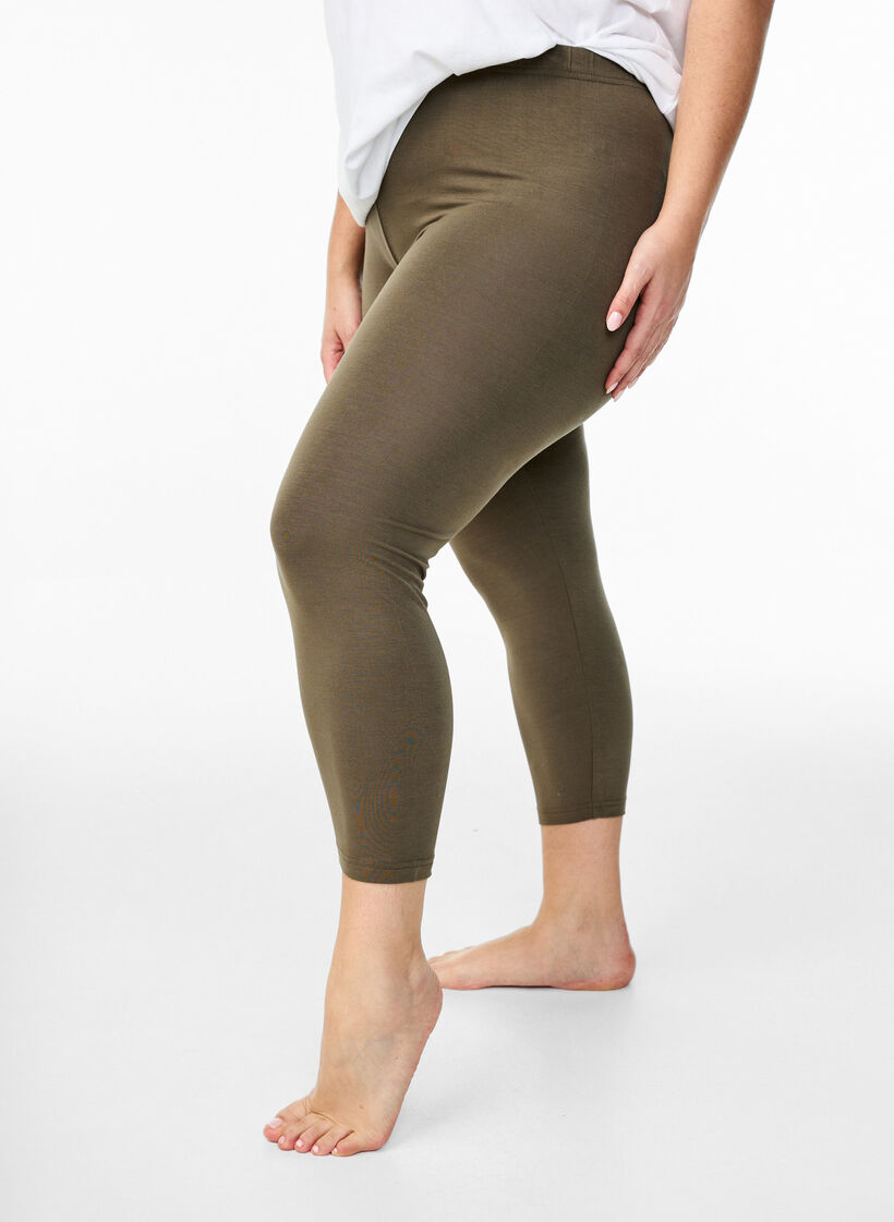 Leggings 3/4 basiques en viscose, Vert fonc&eacute;, Model image number 0