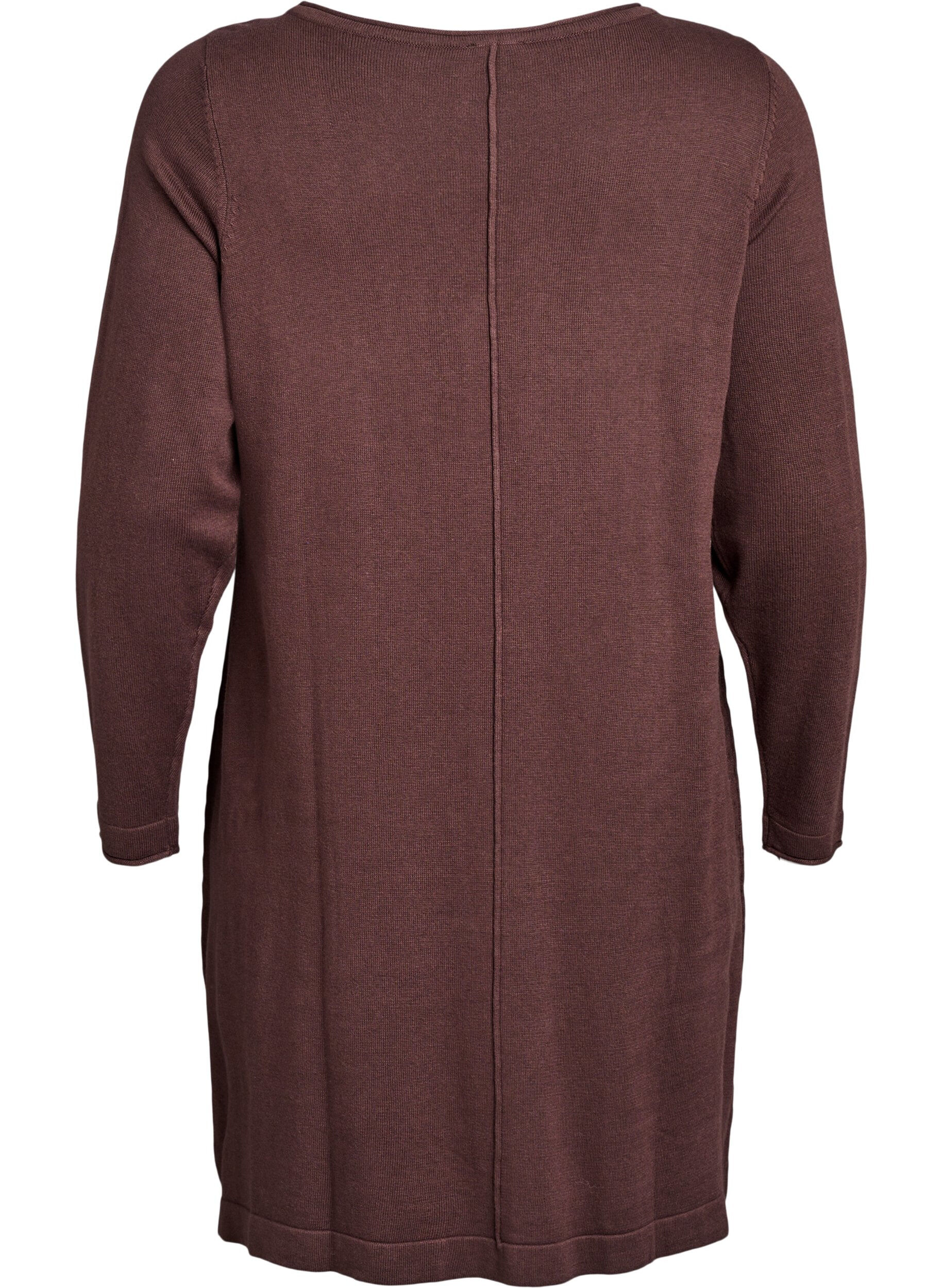 Zizzi Robes tricot&eacute;es en m&eacute;lange coton-viscose, Marron, Packshot image number 1