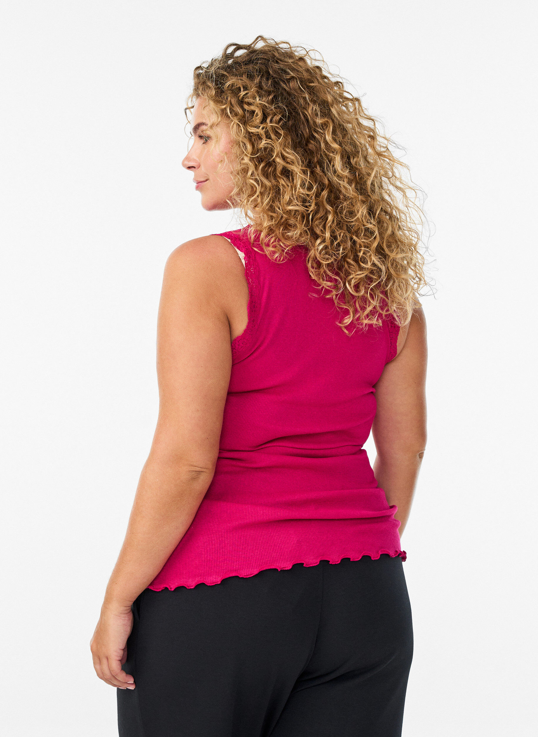 ZizziHaut avec bordure en dentelle, Rose, Model image number 2