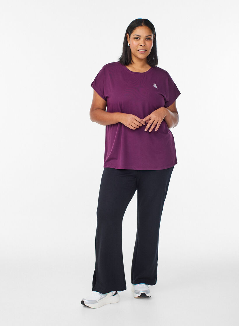 T-shirt de sport couleur unie, Violet, Model image number 1