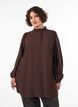 Tunique en viscose avec volants et boutons, Marron, Model image number 0