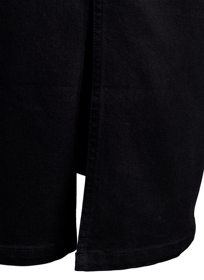 FLASH - Jupe mi-longue en denim avec une fente à l’avant, Noir, Packshot image number 4