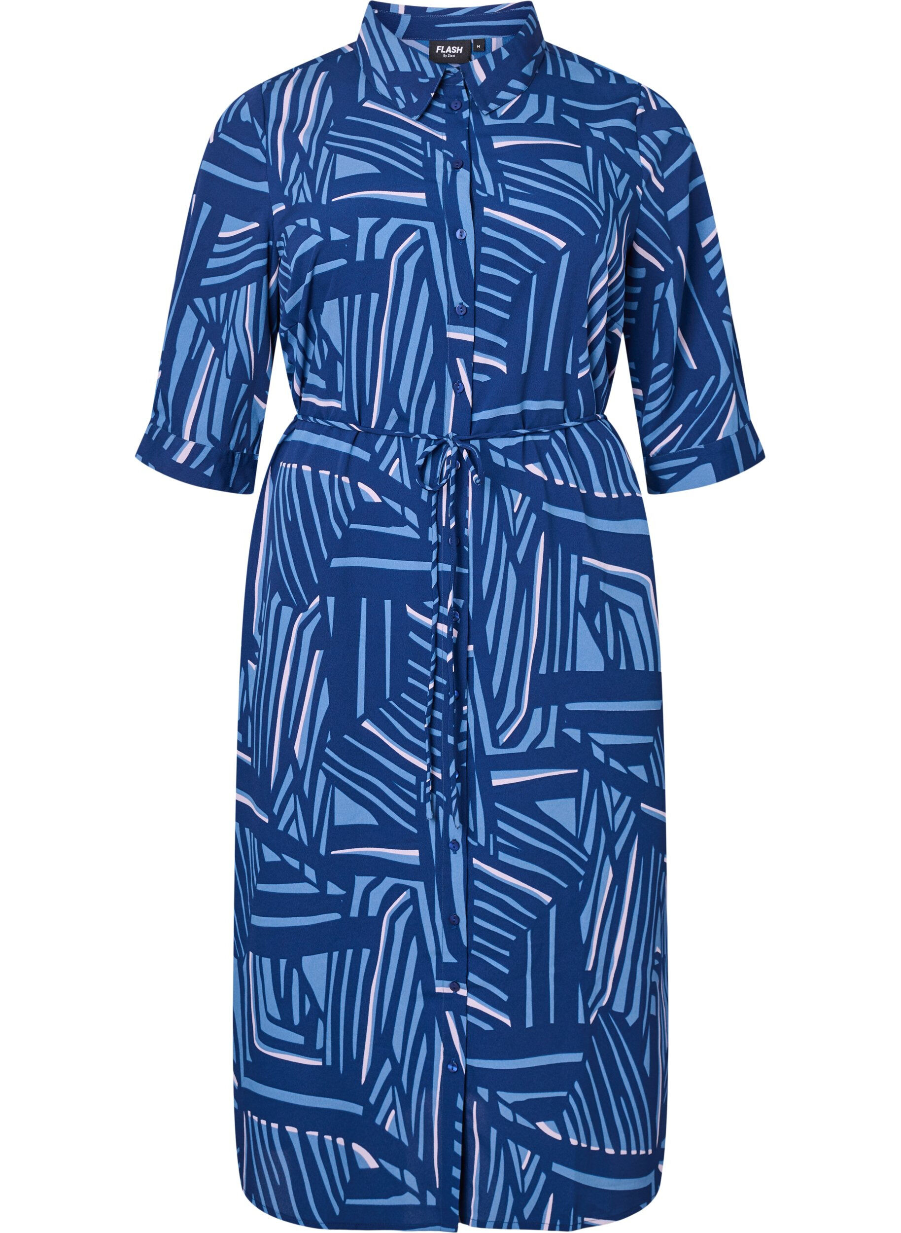 Zizzi FLASH - Robe chemise &agrave; imprim&eacute;, Medieval Blue AOP, Packshot image number 0