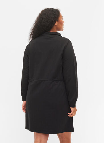 Robe pull avec fermeture Éclair et cordon de serrage, Black, Model image number 1