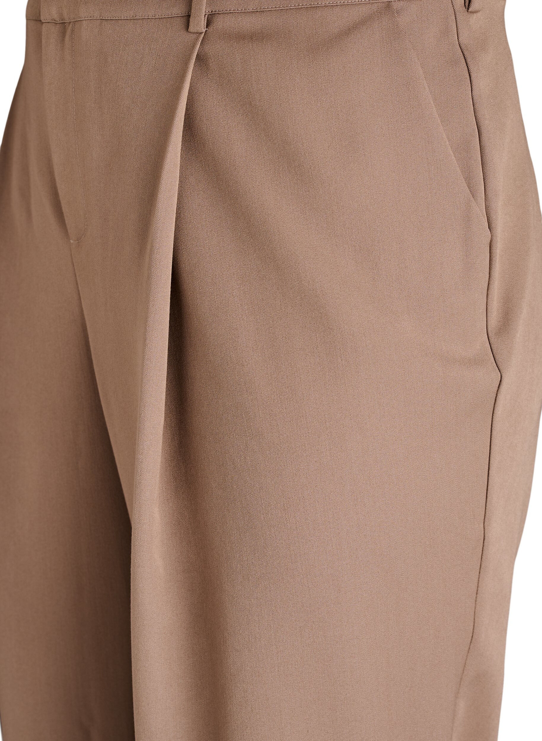 Zizzi Pantalon tailleur taille haute &agrave; coupe droite, Marron, Packshot image number 2