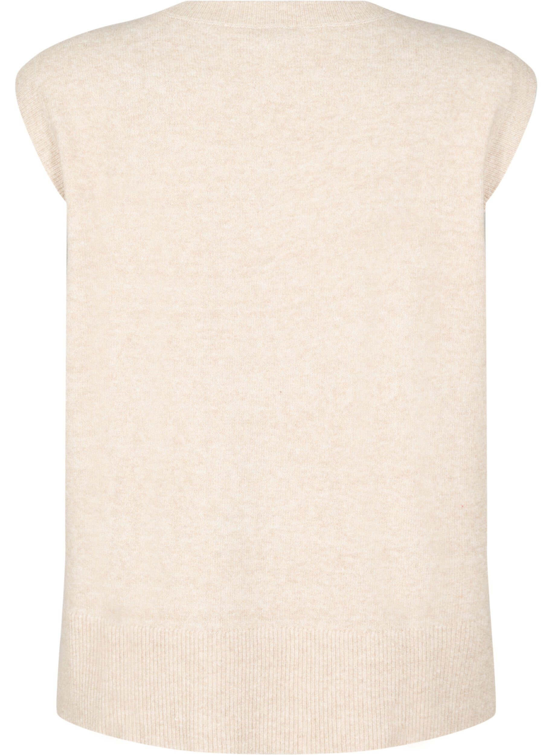ZizziGilet tricot&eacute; avec bords c&ocirc;tel&eacute;s, Beige, Packshot image number 1