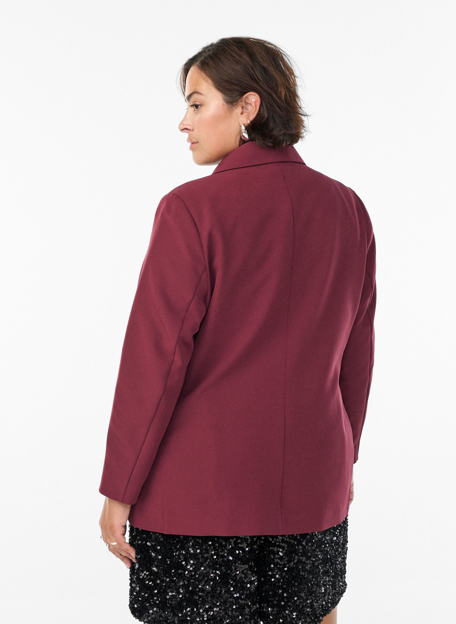 Zizzi Blazer classique avec fermeture &agrave; boutons, Bordeaux, Model image number 2