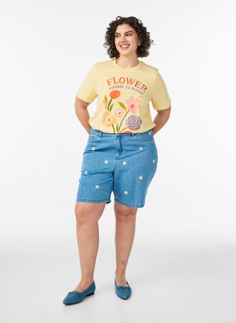 T-shirt en coton avec imprim&eacute;, Jaune clair, Model image number 1