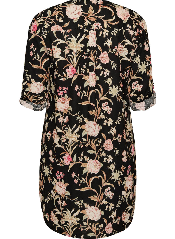 Chemise longue en lin et viscose, Noir, Packshot image number 1