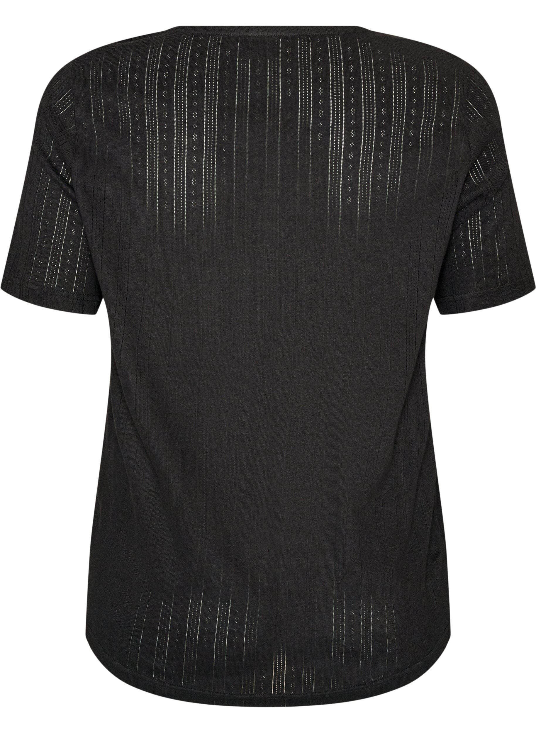 ZizziHaut de nuit en coton biologique avec broderie ajour&eacute;e, Noir, Packshot image number 1
