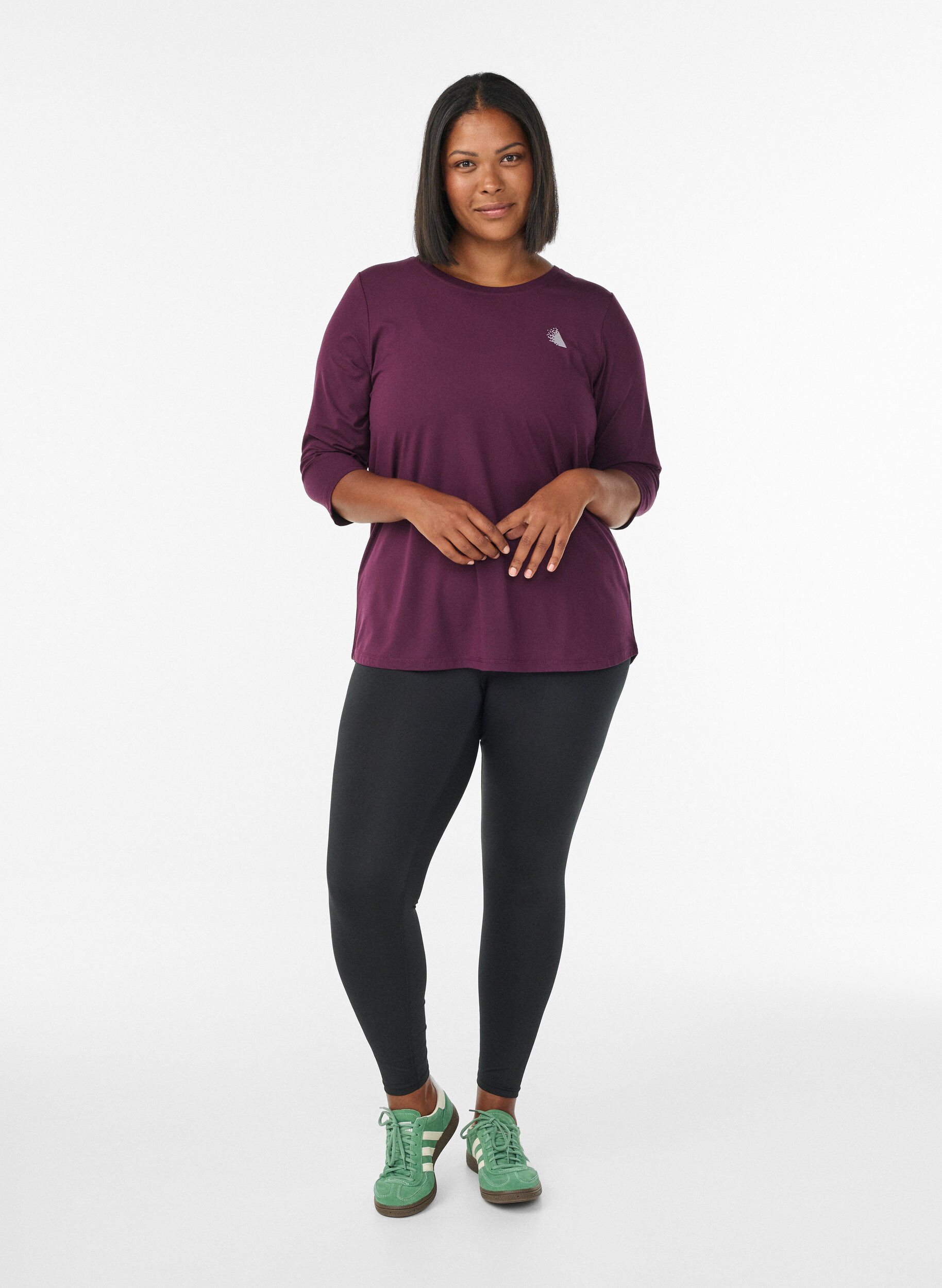 Zizzi Haut de sport &agrave; manches 3/4, Violet, Model image number 1