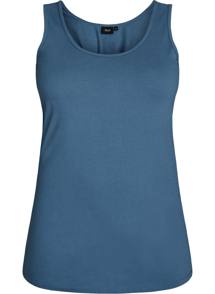 Haut basic uni en coton, Gris bleut&eacute;, Packshot image number 0