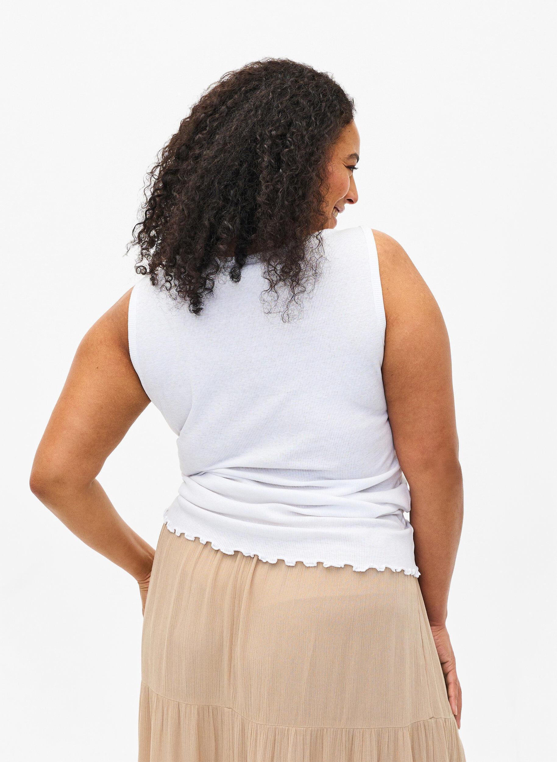 Zizzi D&eacute;bardeur c&ocirc;tel&eacute; avec boutons, Bright White, Model image number 1