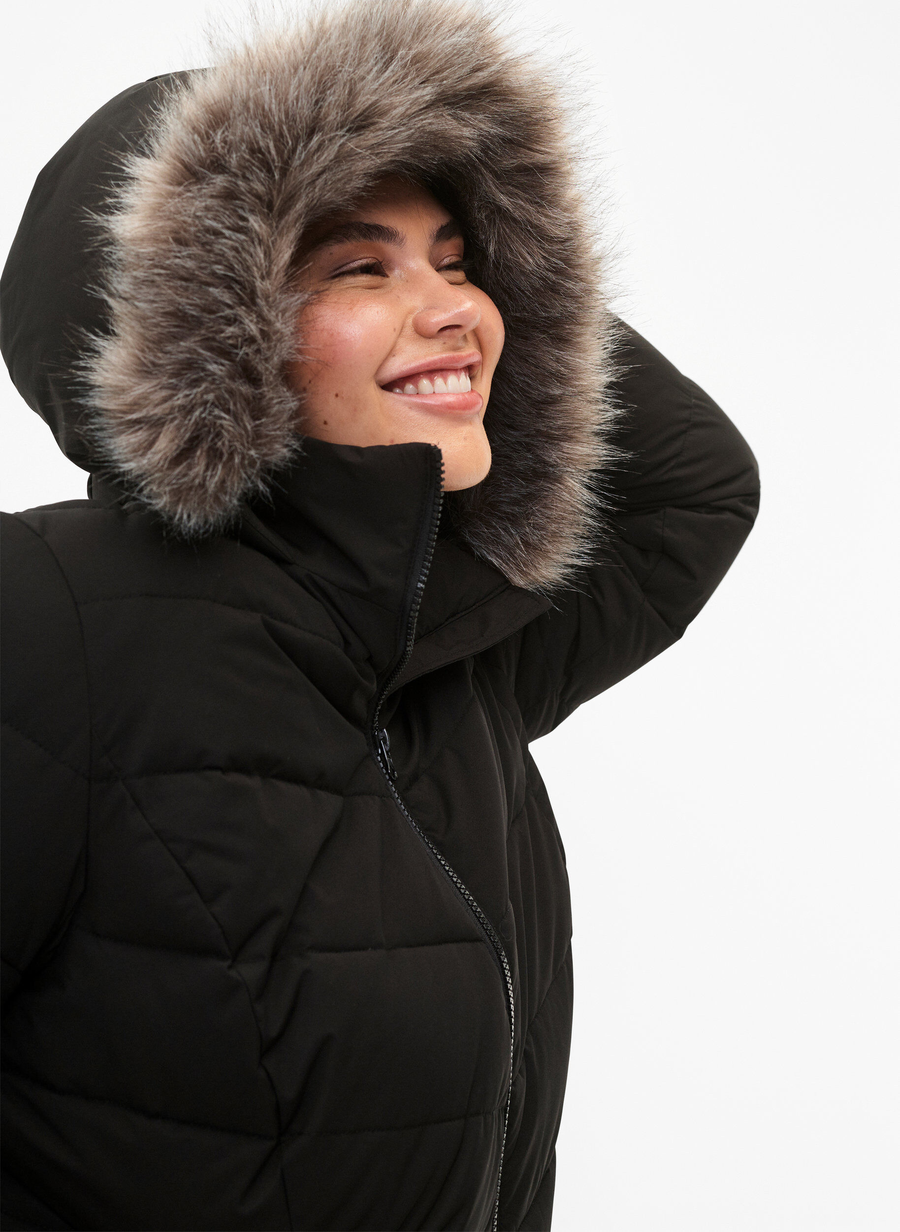 ZizziVeste courte &agrave; capuche, Noir, Model image number 4