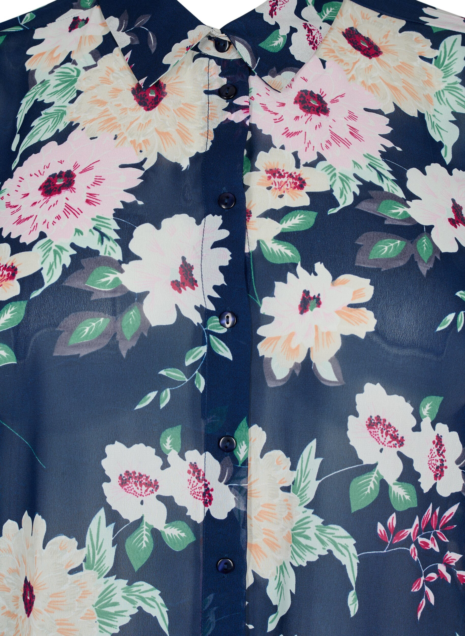 Zizzi FLASH - Chemise &agrave; manches longues avec imprim&eacute; floral, Navy Flower, Packshot image number 2