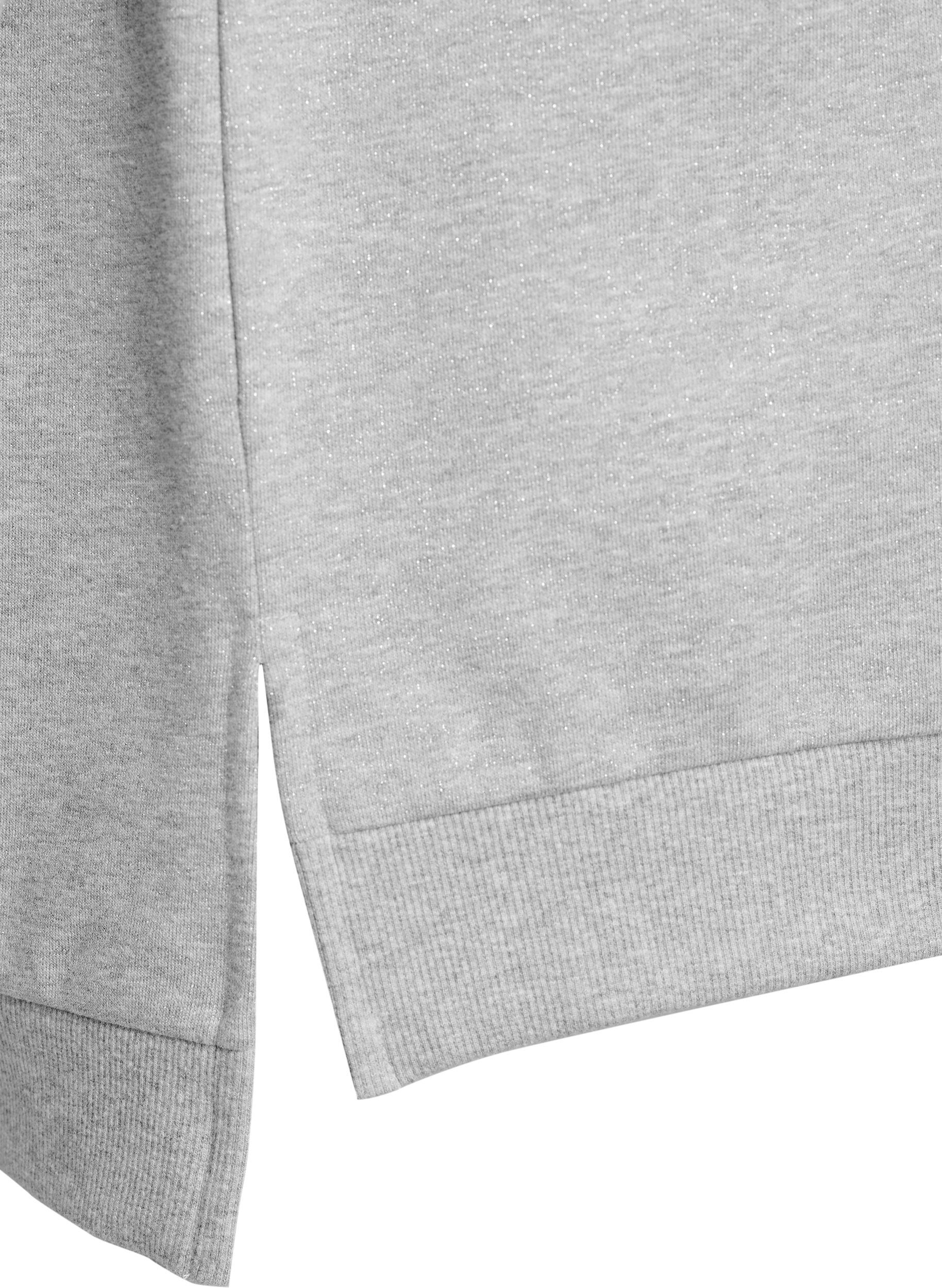 Zizzi Sweatshirt avec fentes et fil paillet&eacute;, Gris, Packshot image number 3