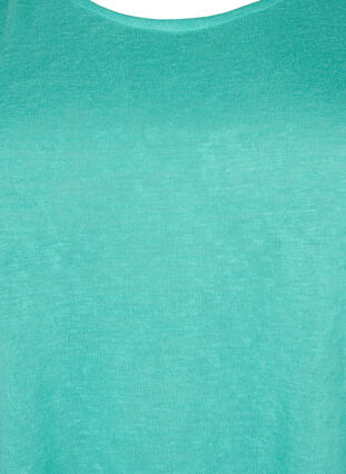 Top avec structure et col rond, Turquoise, Packshot image number 2