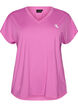 T-shirt de sport &agrave; manches courtes avec col en V, Violet, Packshot image number 0