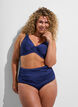 Culotte de bikini drap&eacute;e taille haute, Bleu, Model image number 0