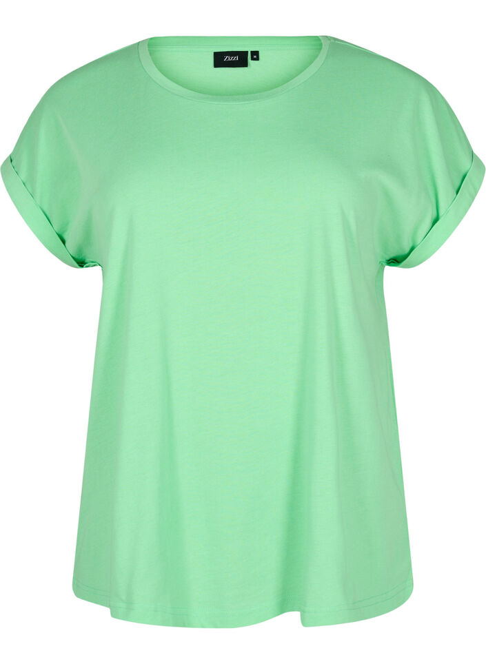 T-shirt &agrave; manches courtes en m&eacute;lange de coton, Vert, Packshot image number 0