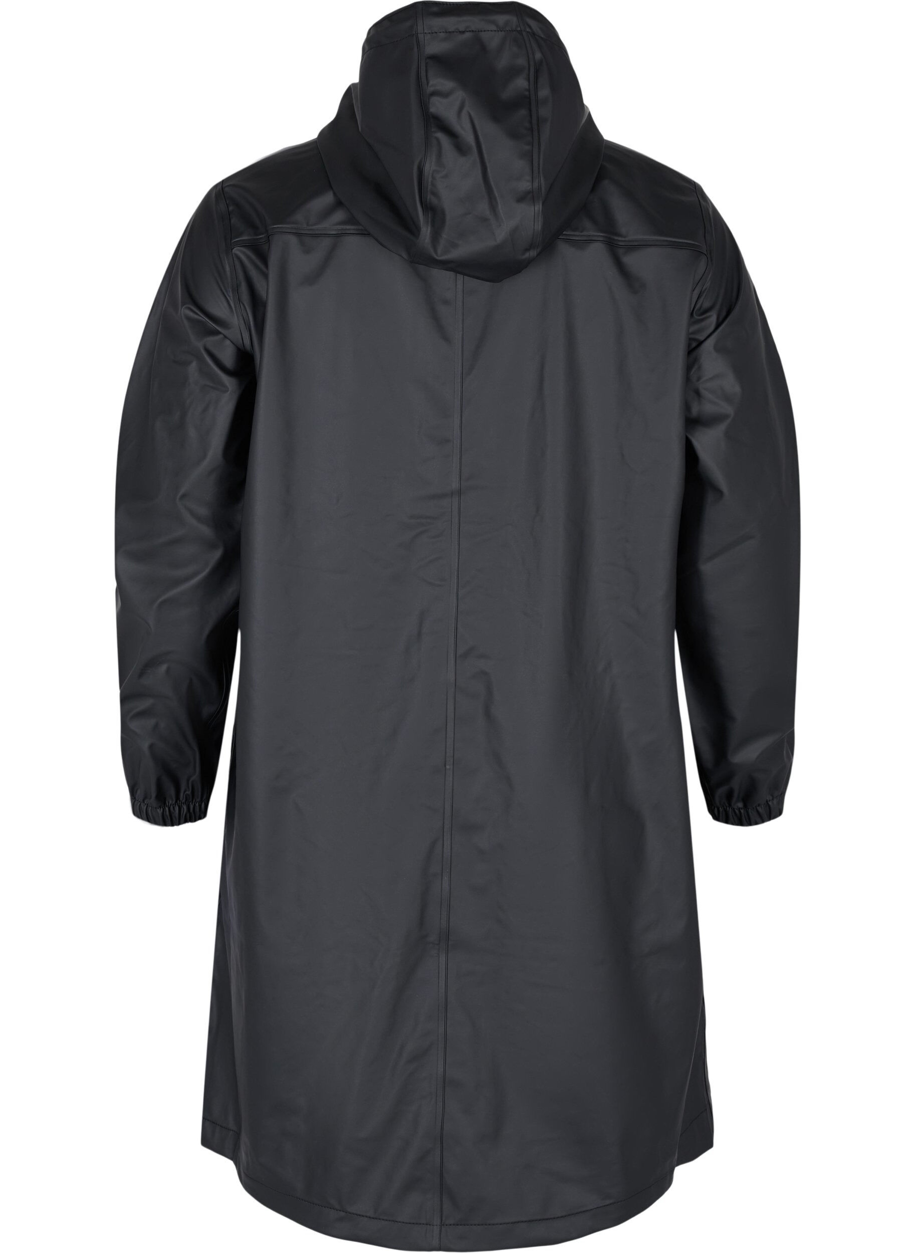 Zizzi Veste de pluie avec capuche et fermeture boutonn&eacute;e, Black, Packshot image number 1