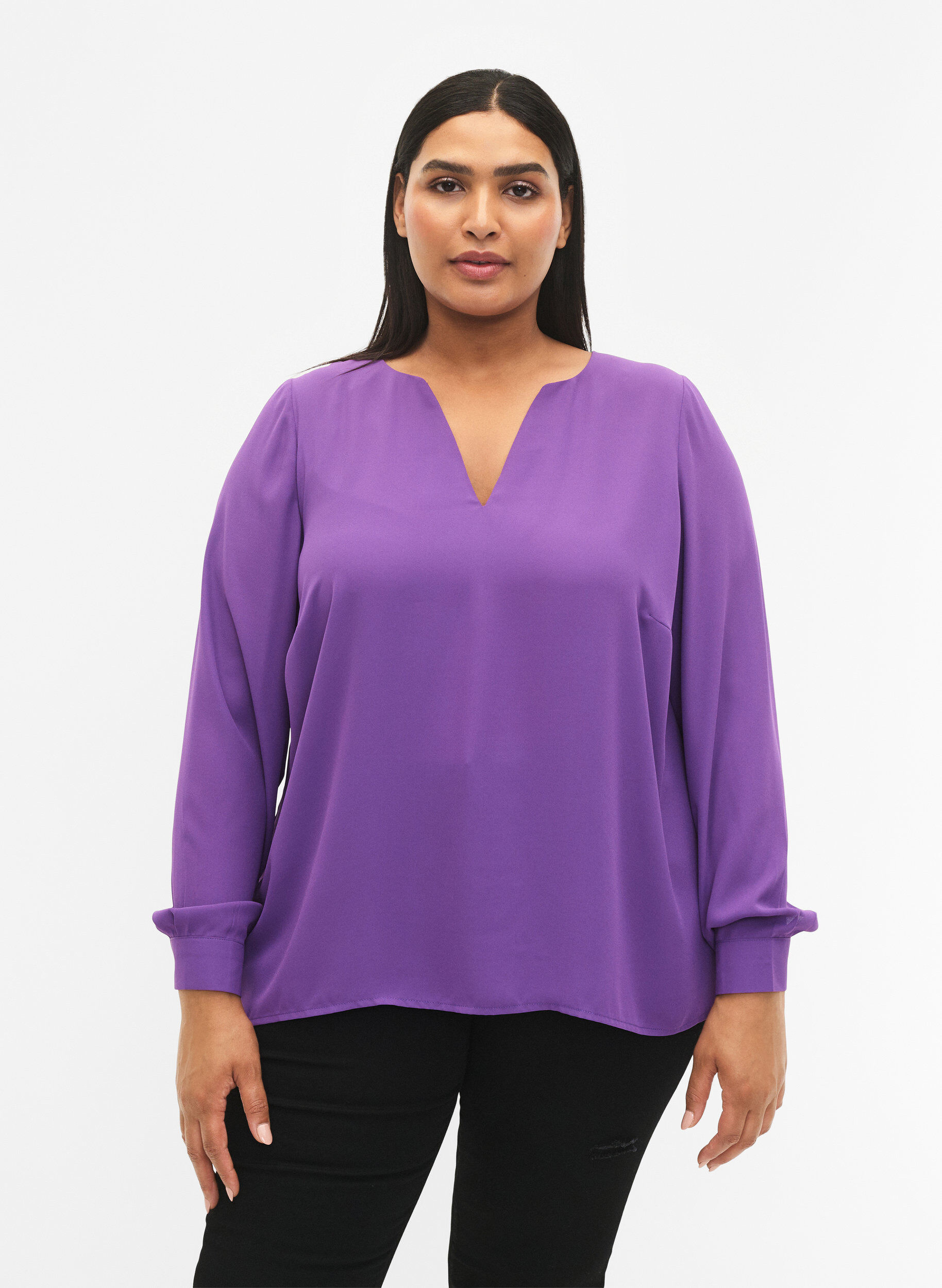 Zizzi Blouse &agrave; manches longues avec des plis &agrave; l'arri&egrave;re, Pansy, Model image number 0