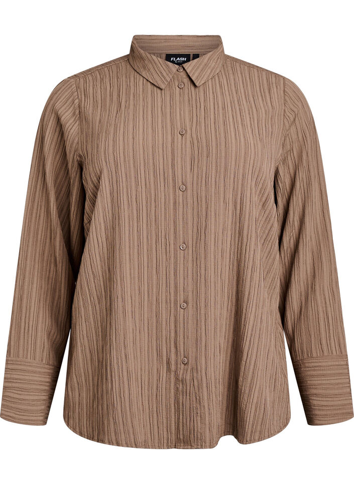 FLASH - Chemise texturée, Marron, Packshot image number 0