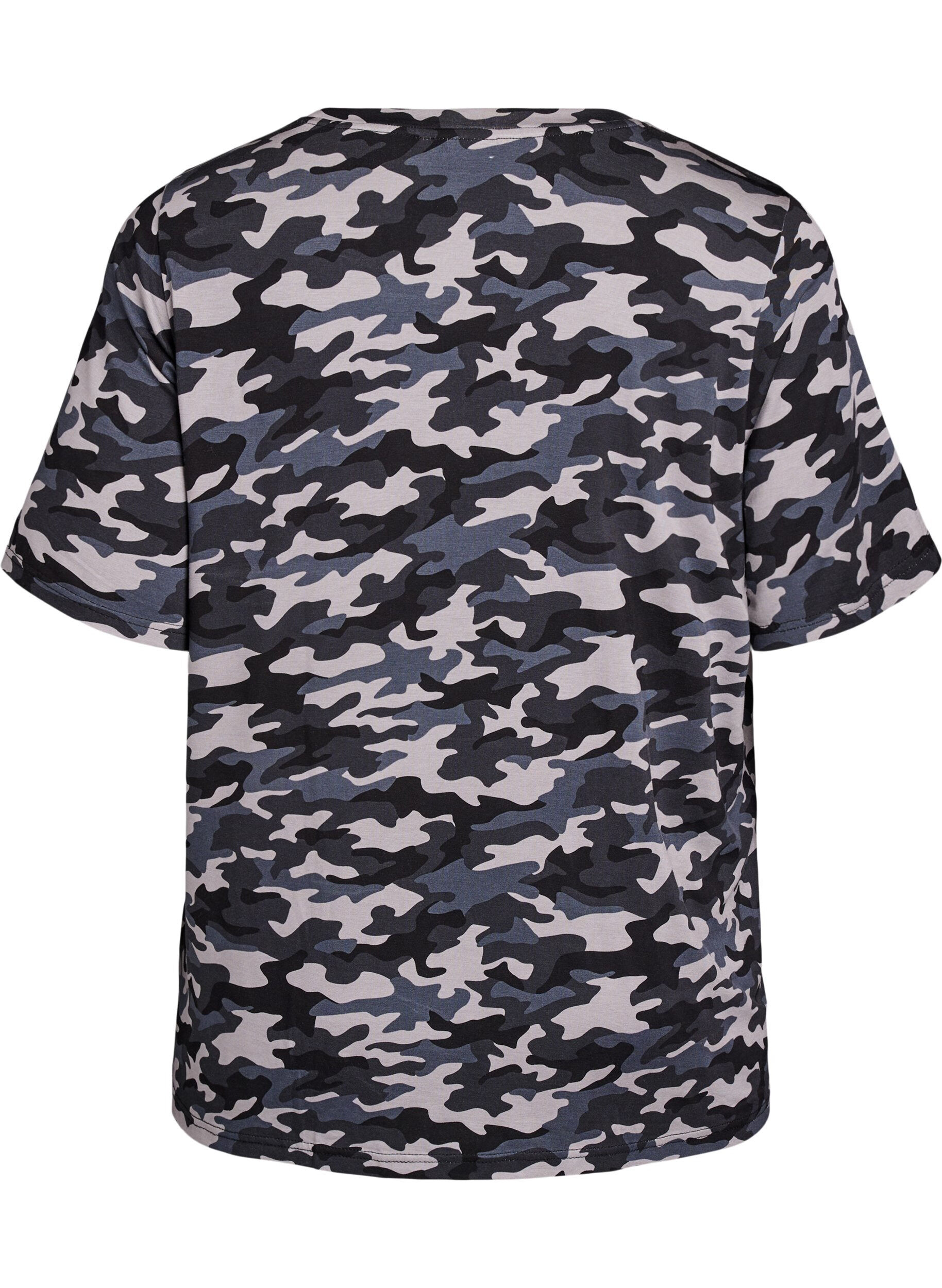 Zizzi T-shirt avec TENCEL&trade; Lyocell et impression camouflage, Gris, Packshot image number 1