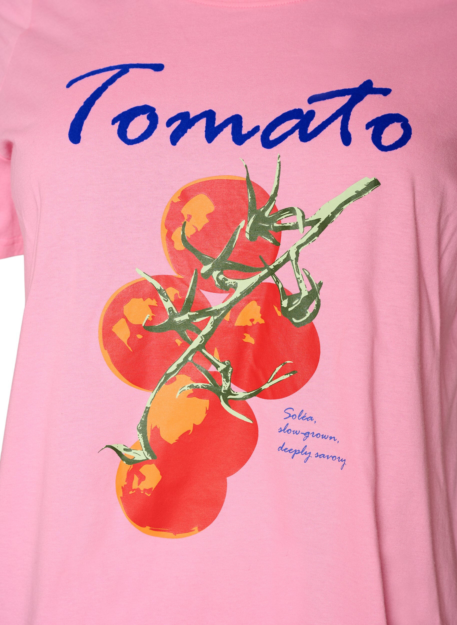 ZizziT-shirt en coton bio avec imprim&eacute; tomates, Rose, Packshot image number 2