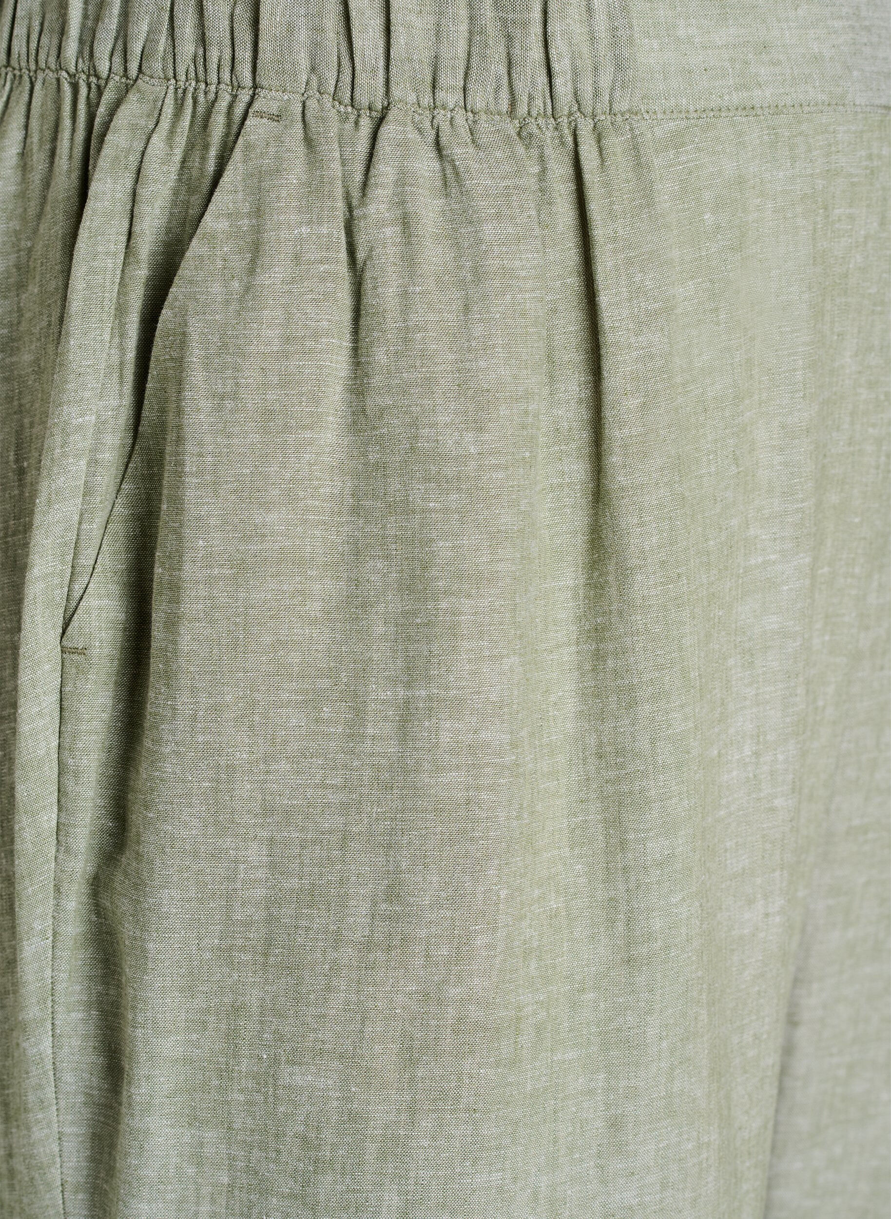 Zizzi Pantalon ample en lin et viscose, Vert, Packshot image number 2