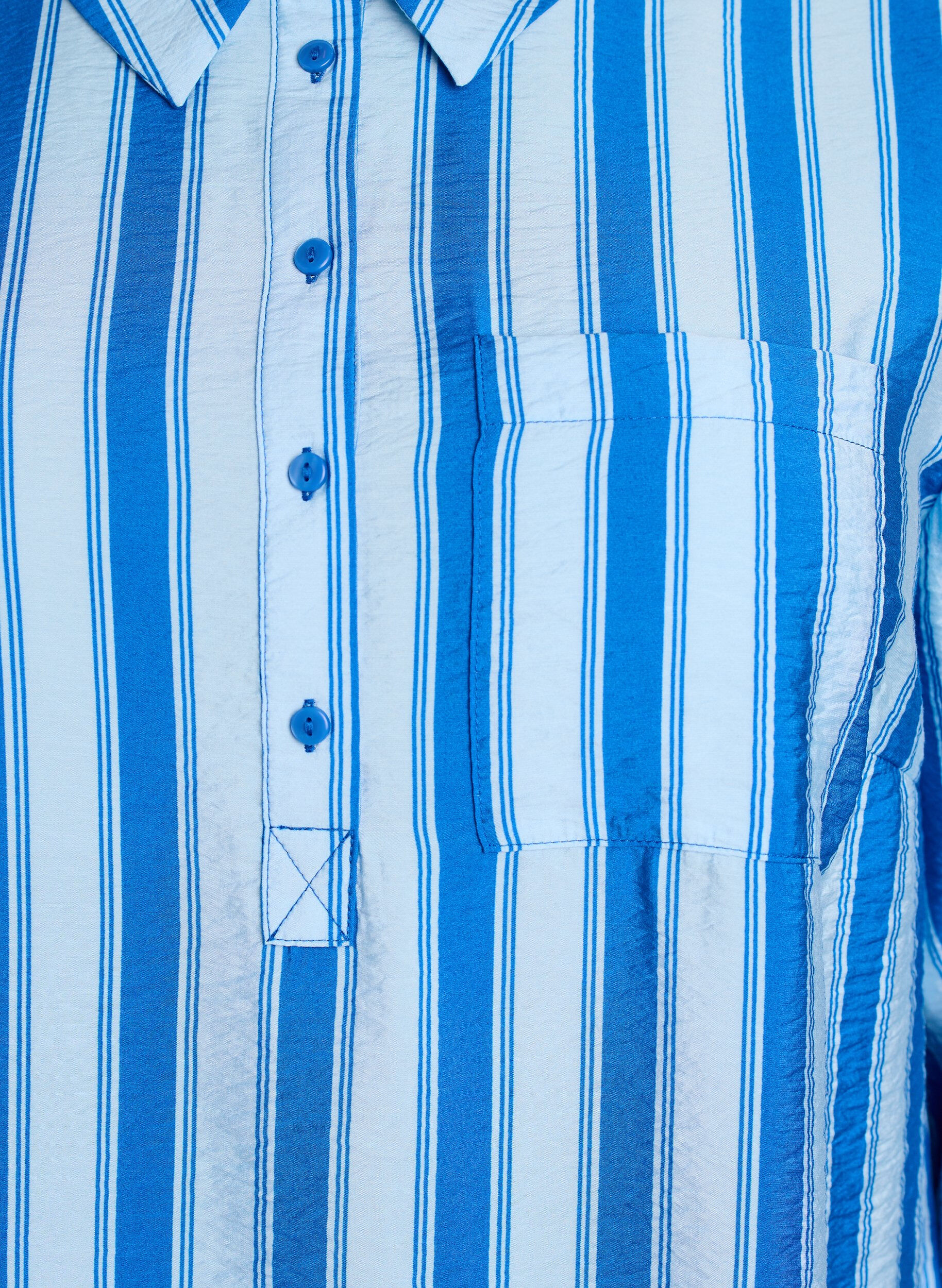 Zizzi Robe courte avec col et poche poitrine, Bleu, Packshot image number 2