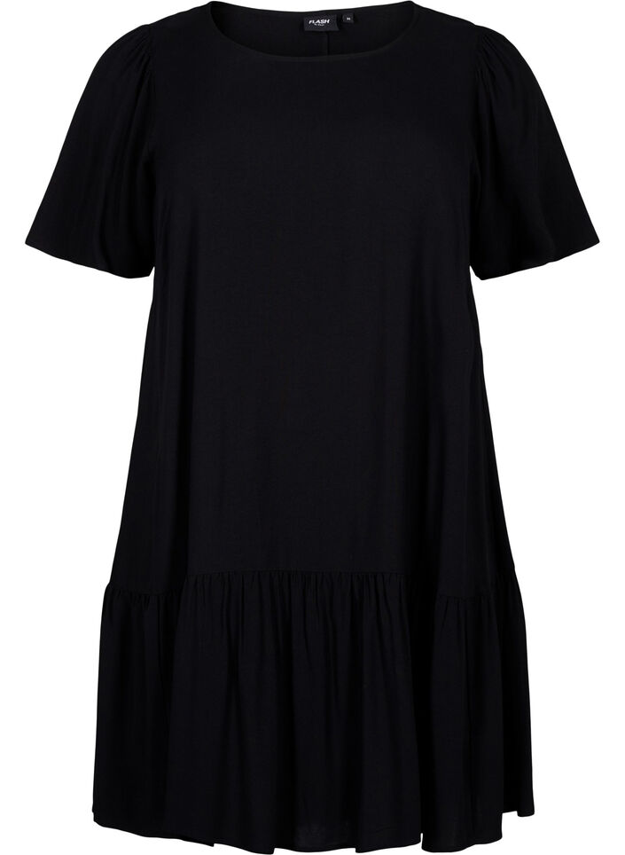 Robe en viscose avec d&eacute;coupe, Noir, Packshot image number 0