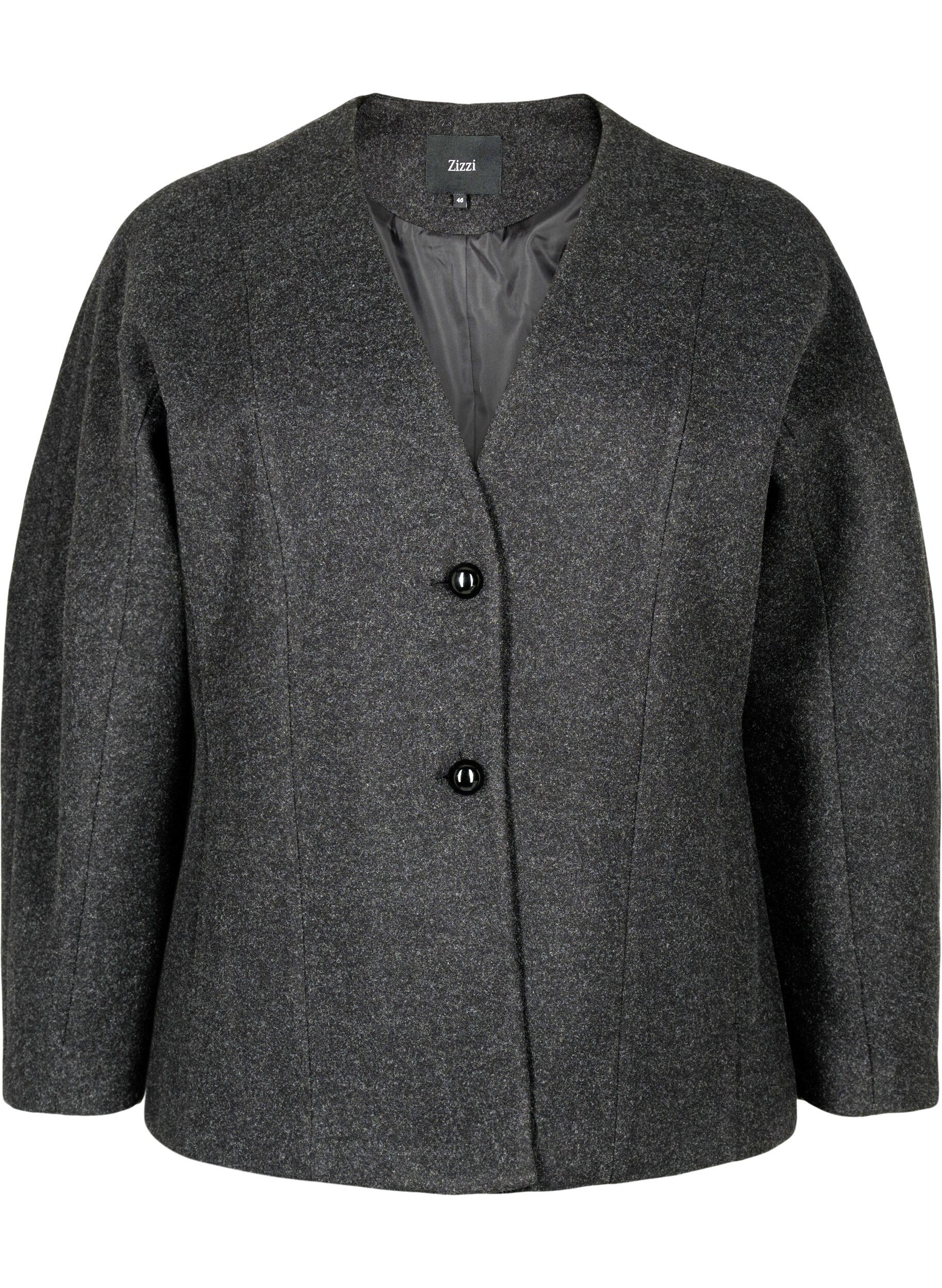 Zizzi Blazer ajust&eacute;, Dark Grey Melange, Packshot image number 0