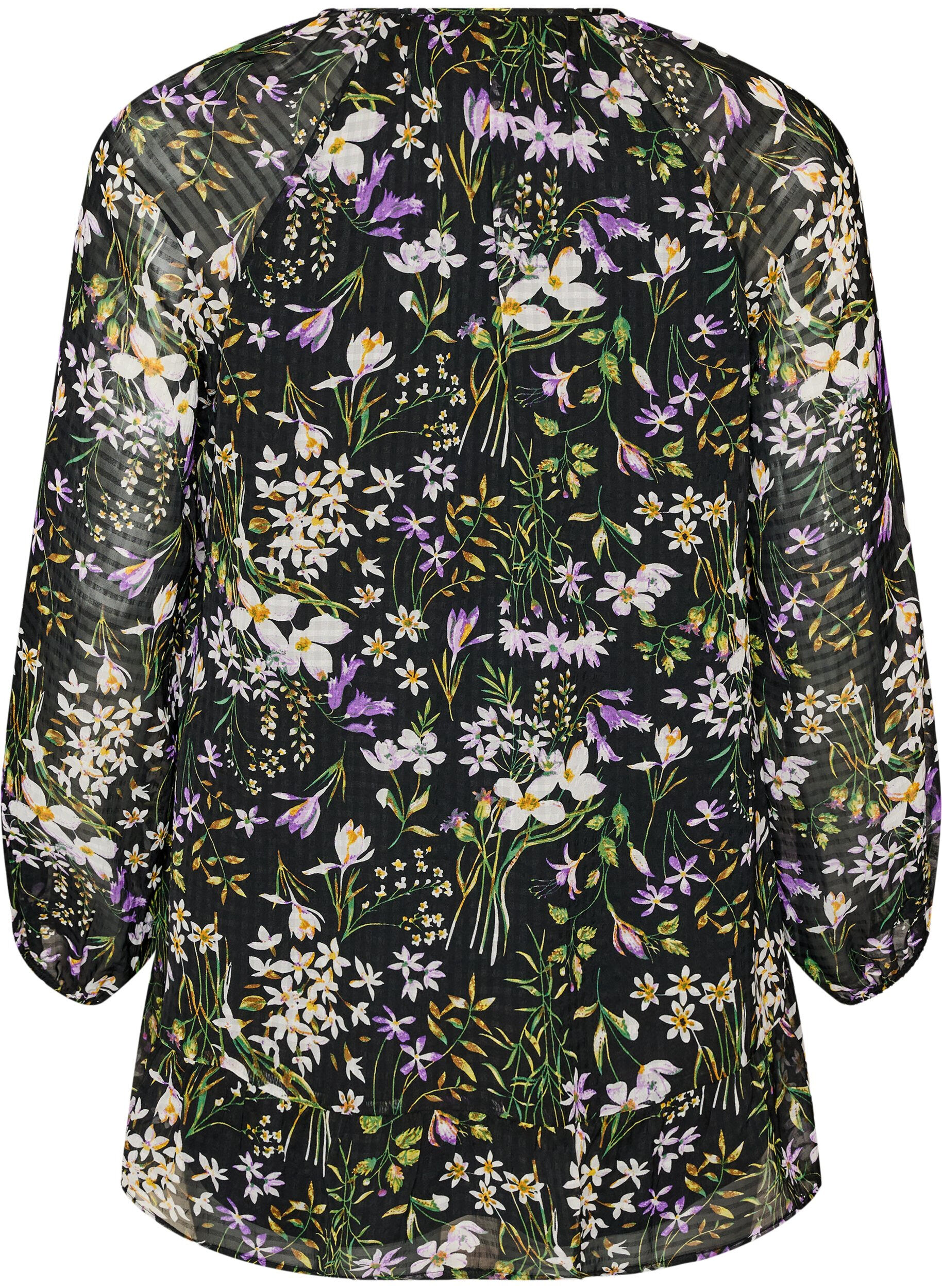 ZizziTunique imprim&eacute;e florale en coupe A, Noir, Packshot image number 1