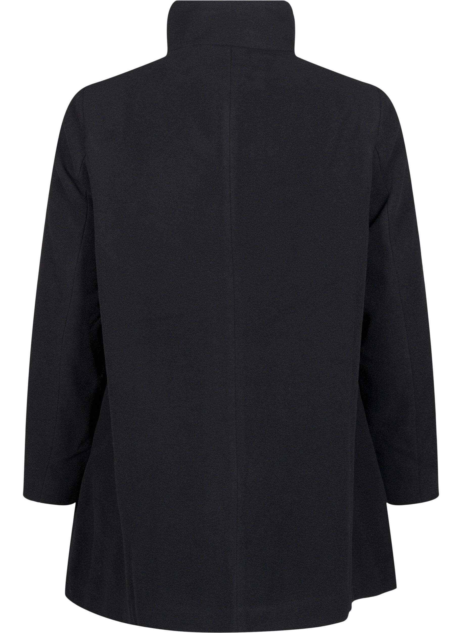 Zizzi Manteau court &agrave; coupe trap&egrave;ze, Black, Packshot image number 1