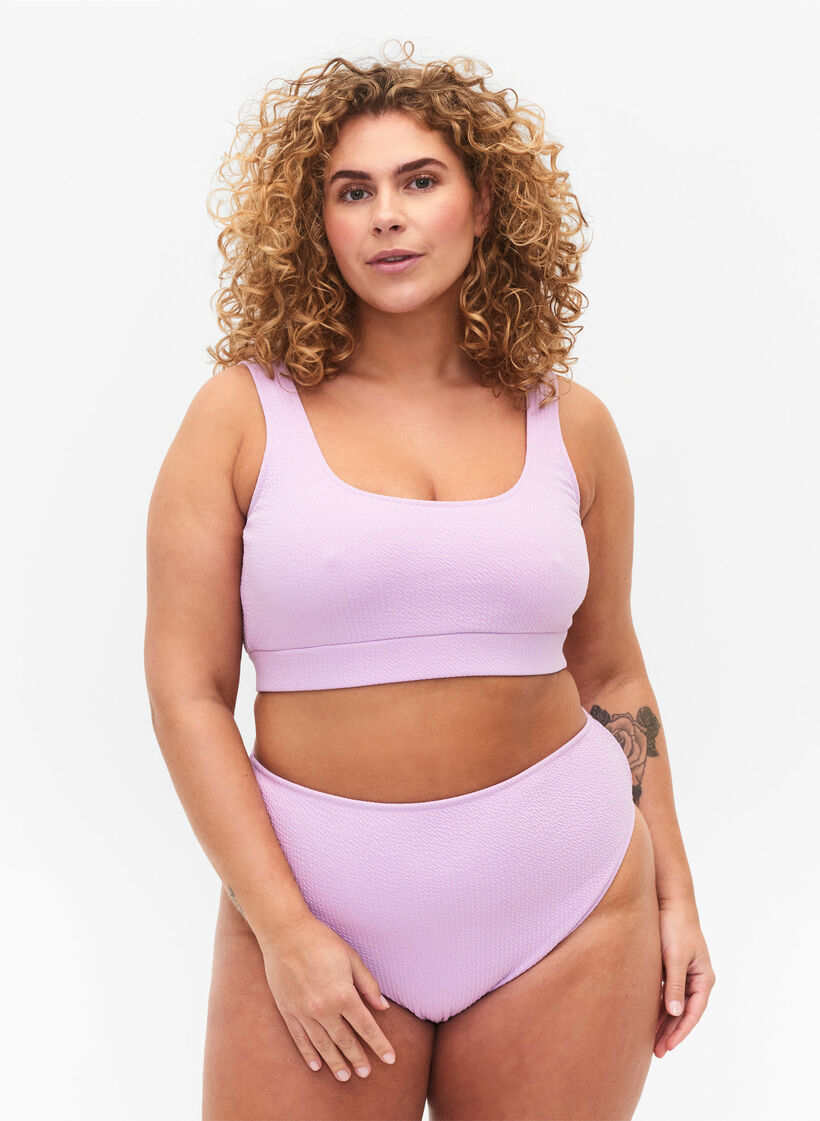 Bas de bikini avec structure en crêpe, Violet, Model image number 0